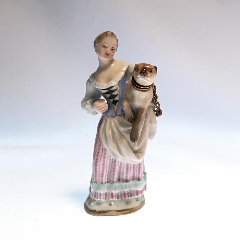 Meissen woman and pug